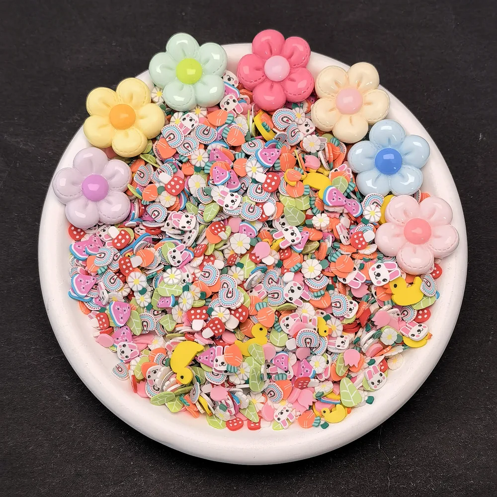 Pastel Flower Slime Charm Mix