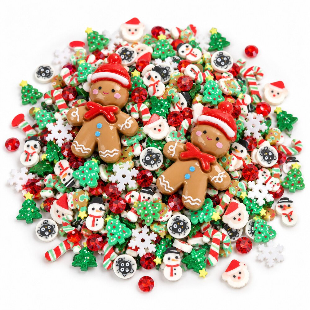 Wholesale Christmas Slime Filler Mix with Polymer Clay Sprinkles and Resin Gingerbread Charms