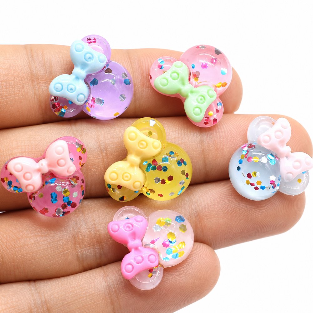 Glitter Bow Head Resin Charms