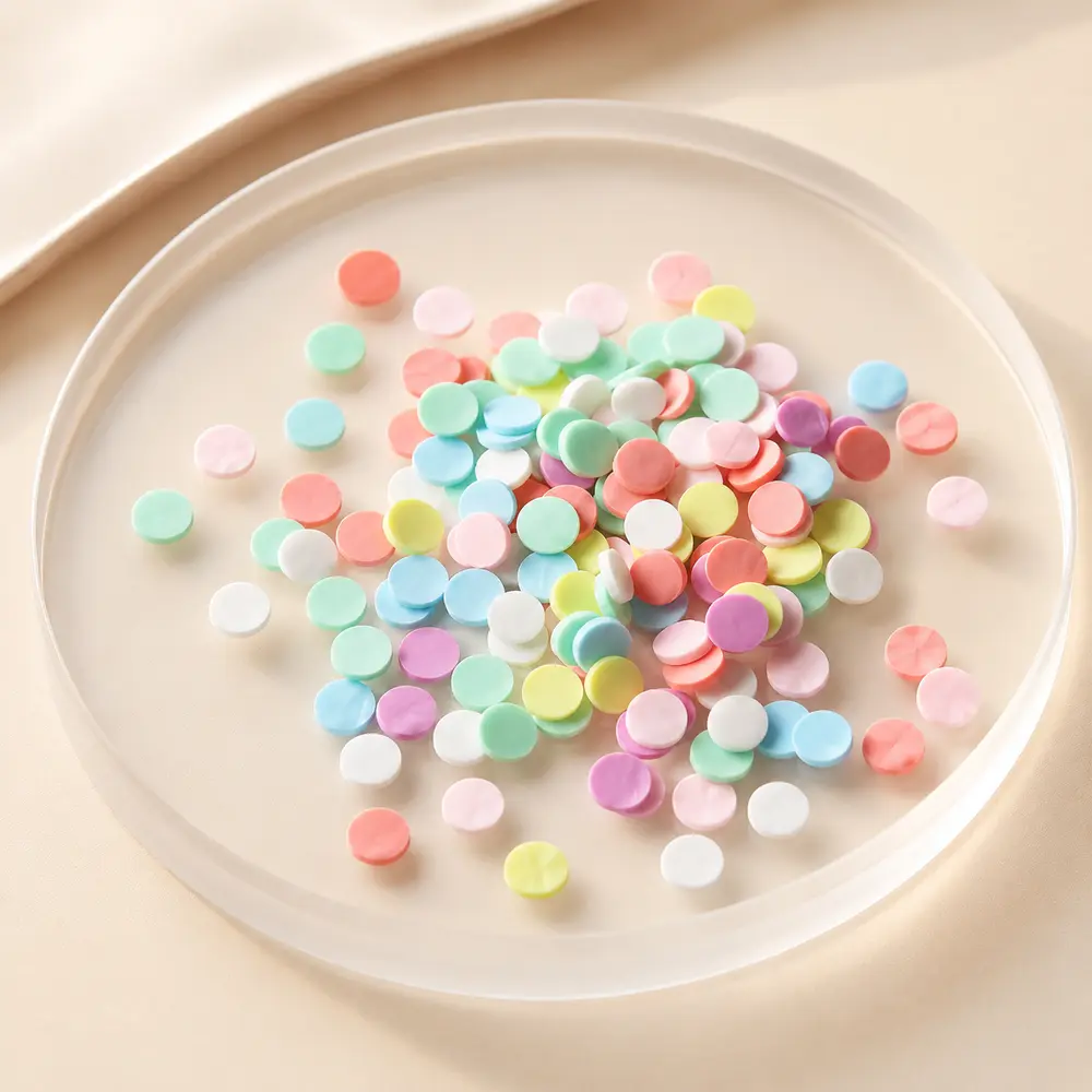 Soft tone pastel polymer clay slices still life