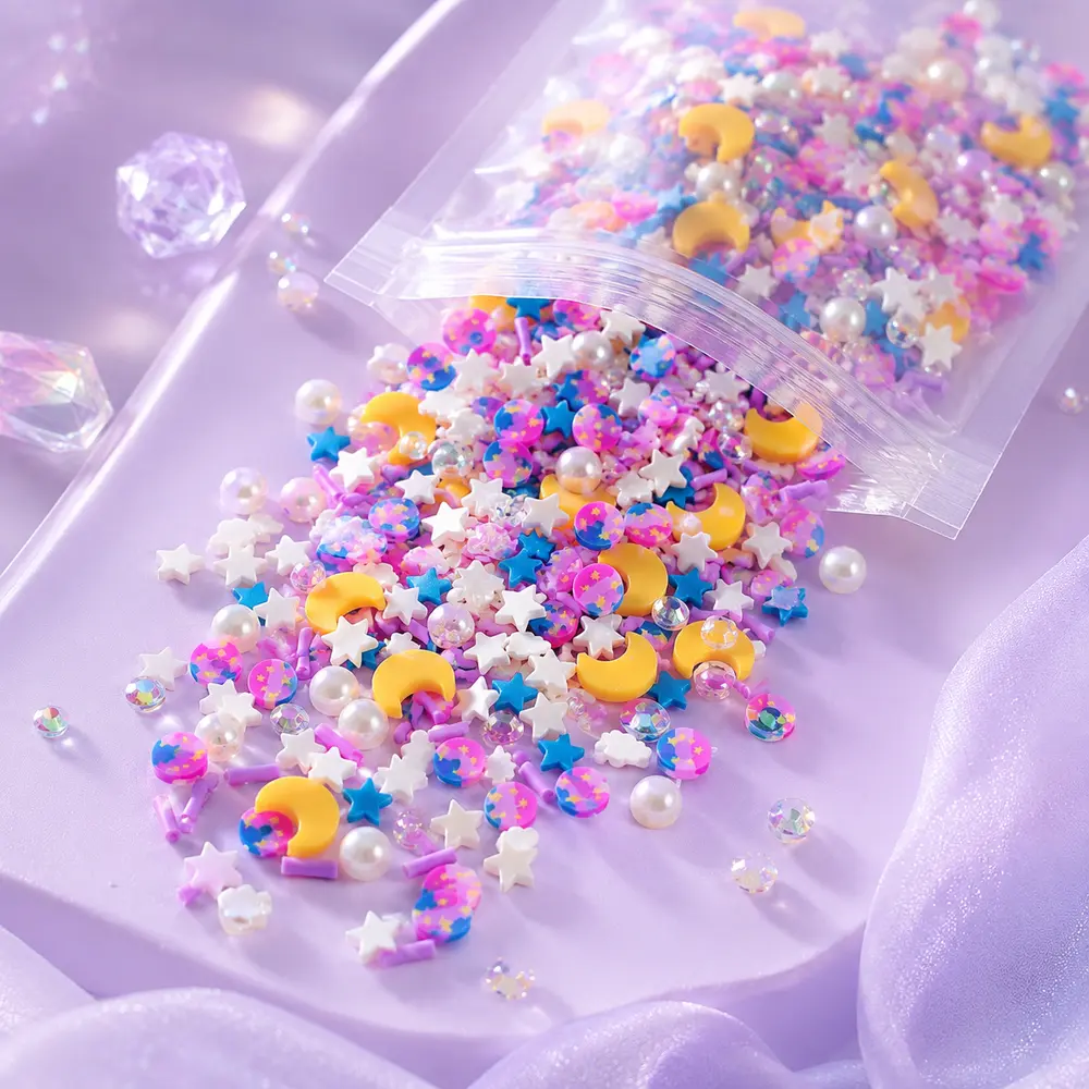 Fantasy polymer clay slices with crystal accents